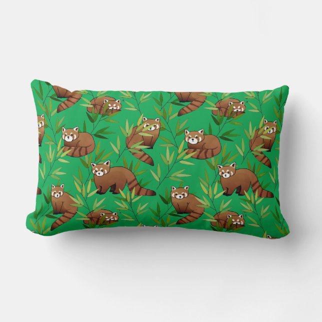 Coussin Rectangle Motif Feuille Red Panda & Bamboo (Recto)