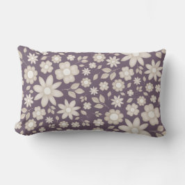 Coussin Rectangle Motif floral aquarelle prune romantique assourdi