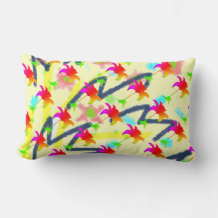 Coussin Rectangle Motif floral arc-en-ciel