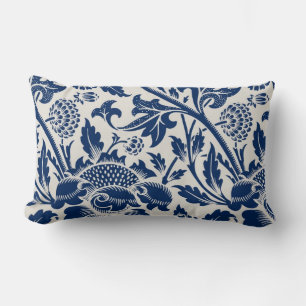 Coussin Rectangle Motif floral bleu complexe sur fond clair