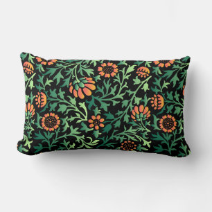 Coussin Rectangle Motif floral complexe avec feuilles vertes