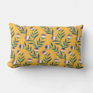 Coussin Rectangle Motif floral élégant avec des points et des feuill