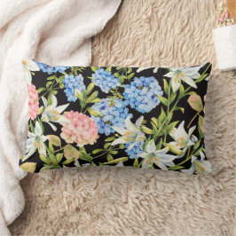 Coussin Rectangle Motif floral Pink Hydrangea Bleu Jasmin Folio