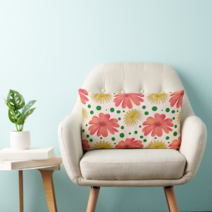 Coussin Rectangle Motif floral rétro brillant sans couture