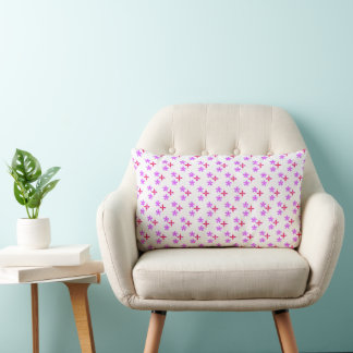 Coussin Rectangle Motif floral rose et violet sur fond noir