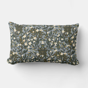 Coussin Rectangle Motif floral sur fond bleu-gris poussiéreux