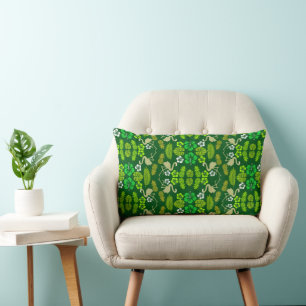 Coussin Rectangle Motif floral tropical fruit vert