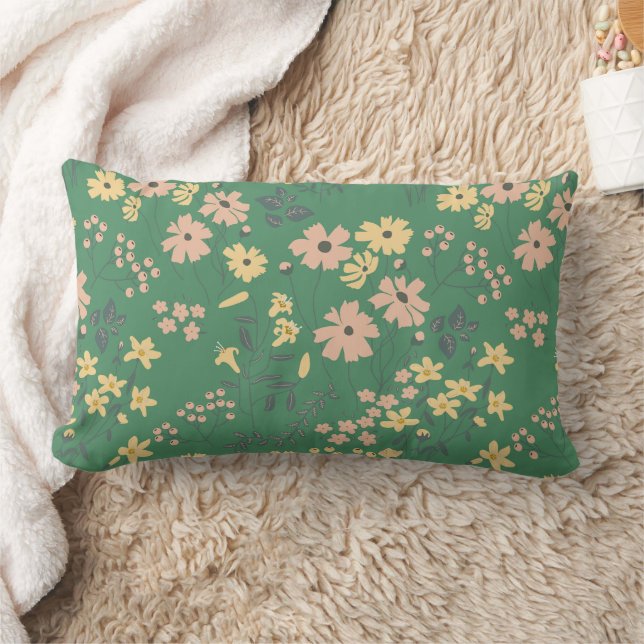 Coussin Rectangle Motif floral vert Boho moderne (Couverture)