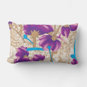Coussin Rectangle Motif floral vif avec violet et bleu f