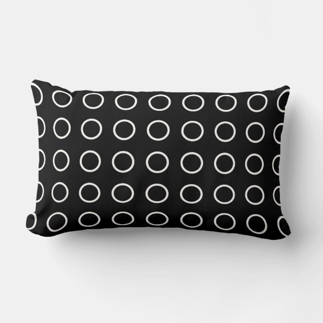 Coussin Rectangle Motif géométrique moderne Black White Open Circles (Recto)