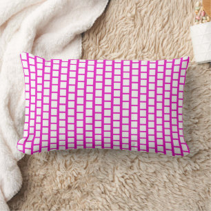 Coussin Rectangle Motif géométrique moderne rose chaud et blanc