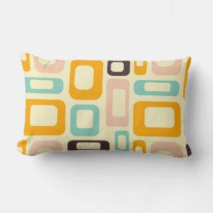 Coussin Rectangle Motif géométrique rétro sur fond beige clair