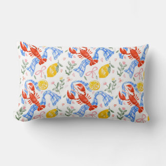Coussin Rectangle Motif Gingham Été Italien Homard et Citron