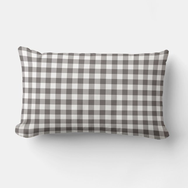 Coussin Rectangle Motif gris et blanc En vichy (Recto)