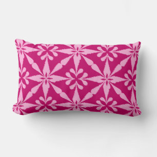 Coussin Rectangle Motif Ikat Star - Fuchsia rose