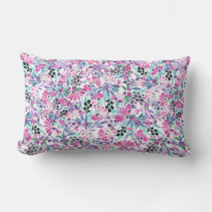 Coussin Rectangle Motif incomparable de fleurs et de baies violettes
