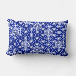 Coussin Rectangle Motif japonais Asanoha - bleu cobalt