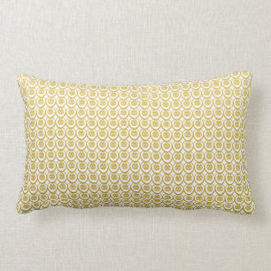Coussin Rectangle Motif Jaune Doré Sur Blanc