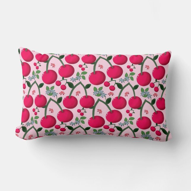 Coussin Rectangle Motif joli cerise, Fruit Kawaii brillant (Recto)