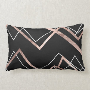 Coussin Rectangle Motif linéaire d'abrégé sur triangle de noir rose