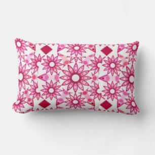 Coussin Rectangle Motif mandala aux nuances de rose, bordeaux