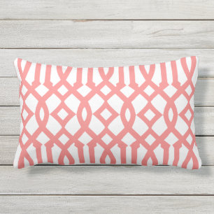Coussin Rectangle Motif moderne blanc et corail rouge Trellis