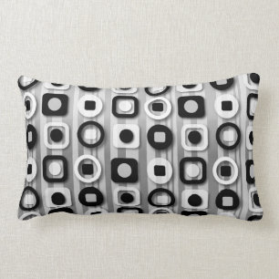 Coussin Rectangle Motif moderne blanc et gris noir