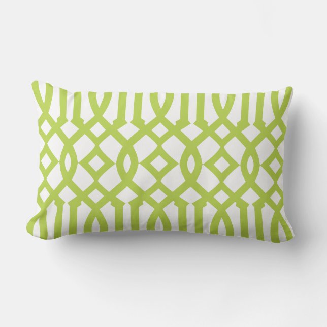 Coussin Rectangle Motif moderne blanc et vert citron vert (Recto)