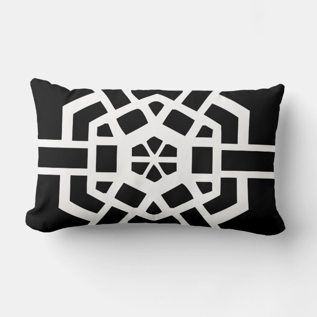 Coussin Rectangle motif moderne noir et blanc (Recto)
