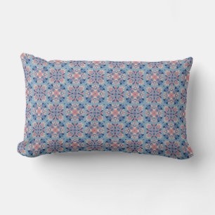 Coussin Rectangle Motif Mosaïque Bleu Poussiéreux
