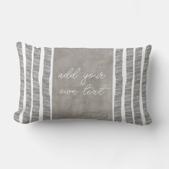 Coussin Rectangle motif noir blanc et gris boho ajouter votre texte (Recto)