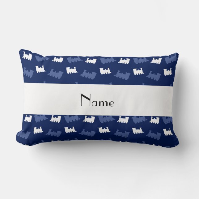 Coussin Rectangle Motif nommé personnalisé de train de bleu marine (Recto)