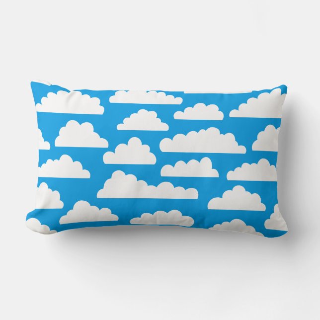 Coussin Rectangle Motif nuages fluffy - Blanc sur bleu 009dea (Recto)