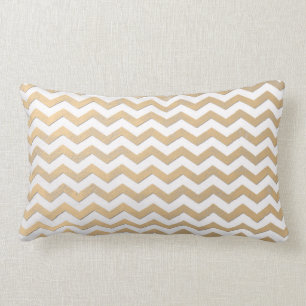 Coussin Rectangle Motif or et blanc Chevron