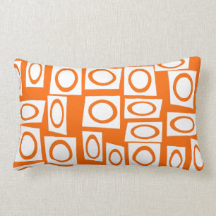 Coussin Rectangle Motif orange et blanc de carré de cercle