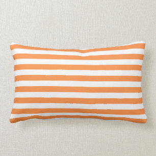 Coussin Rectangle Motif orange et blanc de rayure
