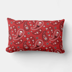 Coussin Rectangle Motif Paisley avec Arrière - plan rouge-23214