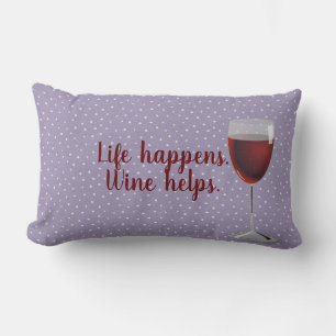 Coussin Rectangle motif pin point avec vin rouge verre lumbar coussi