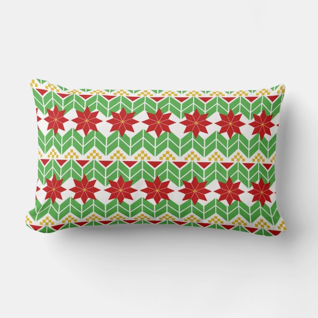 Coussin Rectangle Motif Poinsettia | Chandail Tacky | Rétro (Recto)