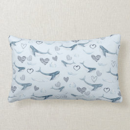 Coussin Rectangle Motif pour enfants avec de belles baleines, nuages