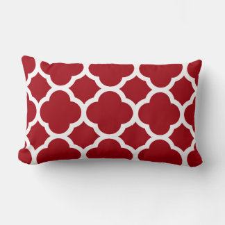 Coussin Rectangle Motif Quatrefeuilles Rouge Canneberge