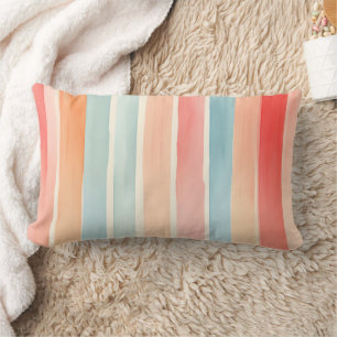 Coussin Rectangle Motif rayé coloré aquarelle lumineux