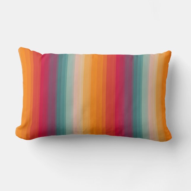 Coussin Rectangle Motif rayé de rétro arc-en-ciel (Recto)