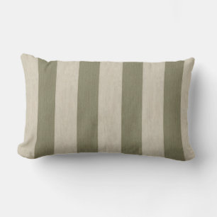 Coussin Rectangle Motif rayé vertical vert sauge gras et crème