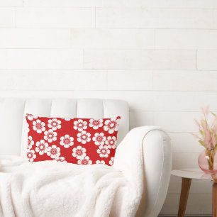 Coussin Rectangle Motif rouge et blanc d'impression florale