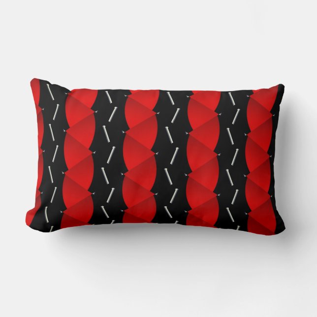 Coussin Rectangle Motif rouge et noir, inspiration tendance (Recto)