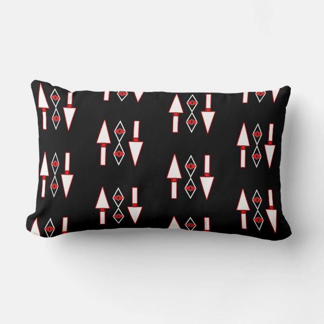 Coussin Rectangle Motif rouge et noir, inspiration tendance (Recto)