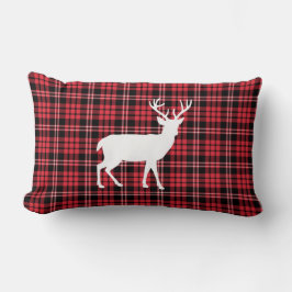 Coussin Rectangle Motif Rustique Rouge Cerf Et Noir Plaid