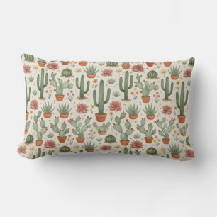 Coussin Rectangle Motif sans couture de cactus de désert succulent
