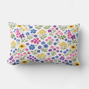 Coussin Rectangle Motif sans couture de fleurs sauvages minimaliste 